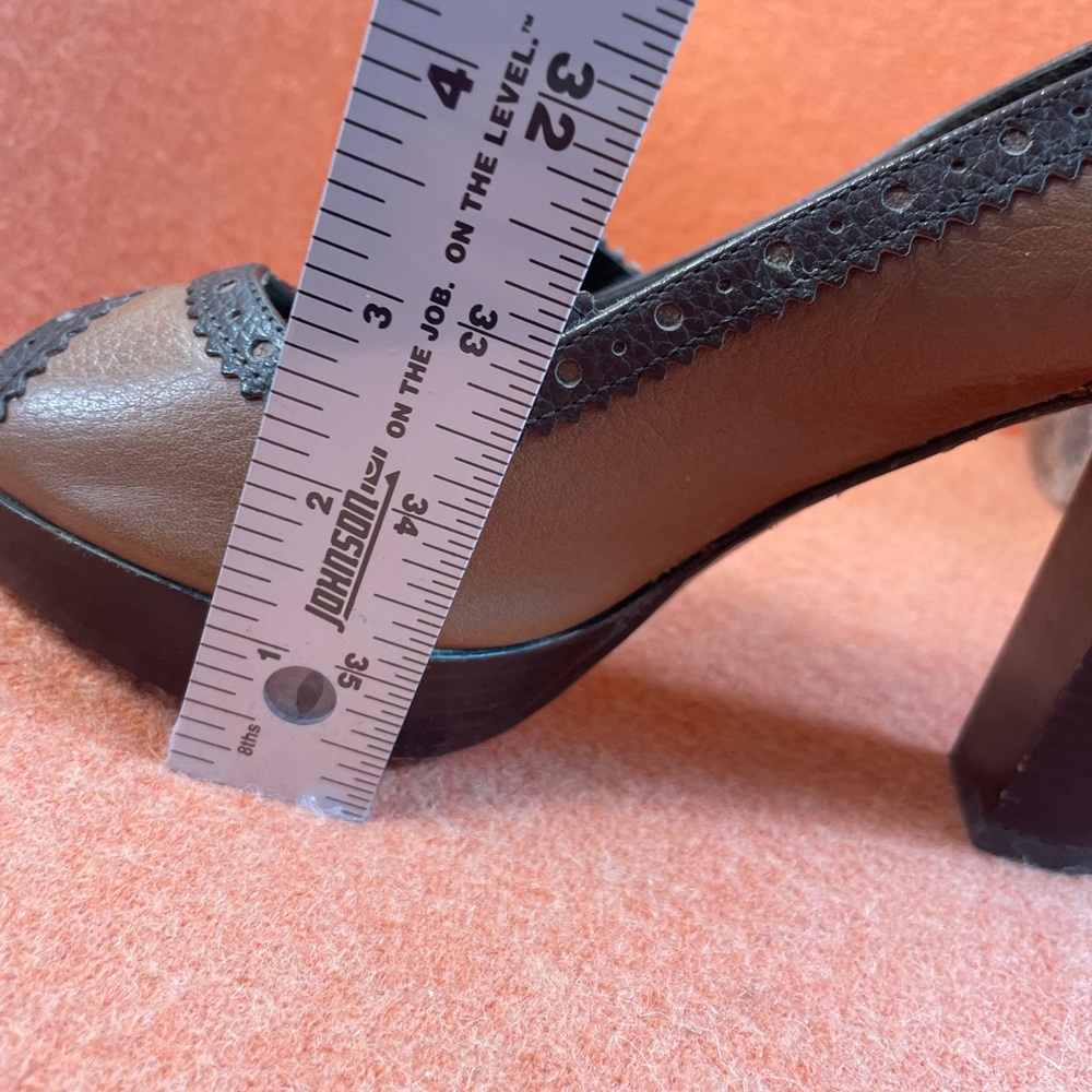 Juicy Couture Tan Leather Mary Jane Platform Y2K Block Heels VTG 90s Italy 6.5. - Picture 8 of 11